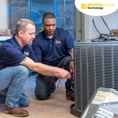 Modern HVAC system installed in a climate-controlled stadium