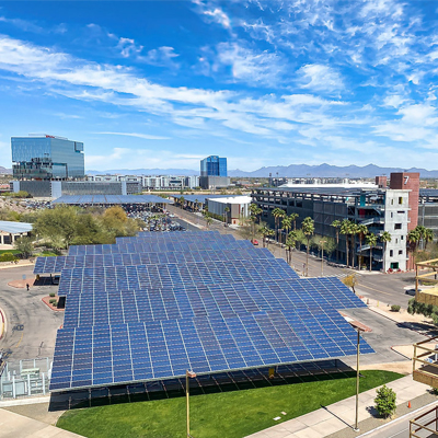 Net-zero stadium powered by solar panels and green energy