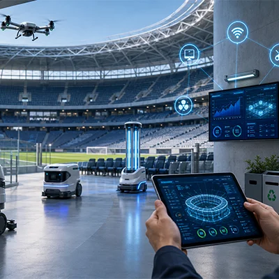 Smart Maintenance in Sports Venues: Robotics, IoT and Hygiene Standards