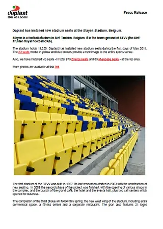 Daplast has installed new stadium seats at the Stayen Stadium, Belgium.
