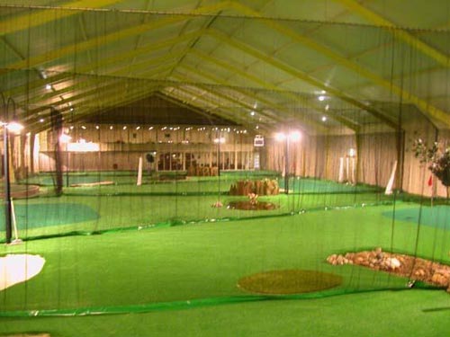 Indoor golf with artificial turf