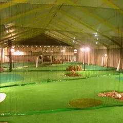 Indoor golf with artificial turf