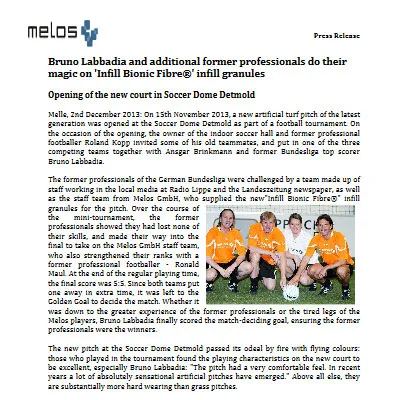 Bruno Labbadia and additional former professionals do their magic on \'Infill Bionic Fibre?\' infill granules