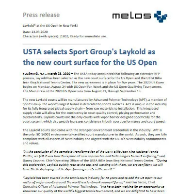 Press Release US Open Laykold EN